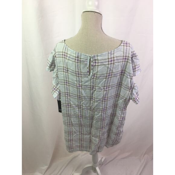 A.n.a Ruffle short sleeve tee plaid Small - Picture 6 of 11